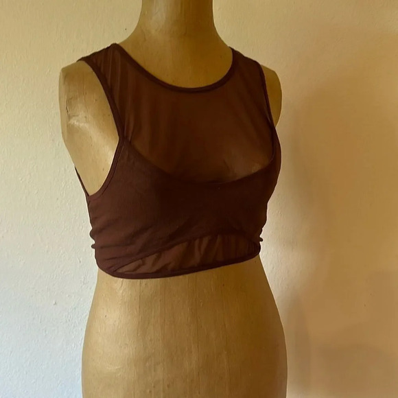 Anthropologie sz L burgundy mesh bralette top amazing design great condition - Picture 1 of 9